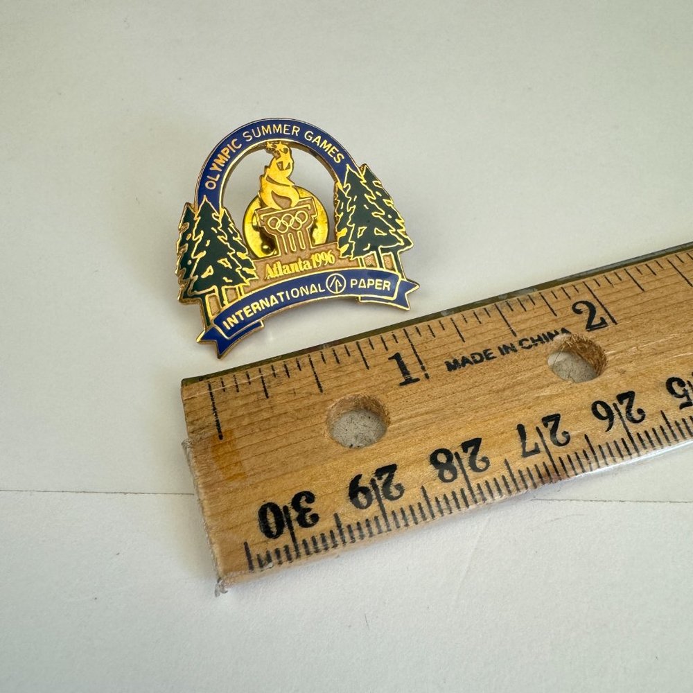 Vtg 1996 Atlanta Olympic Summer Games International Paper Enamel Pin Gold Accent